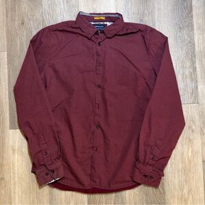 Denim & Flower Men's Burgundy Button-Down Long Sleeve Shirt